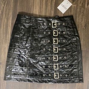 Belted leather skirt